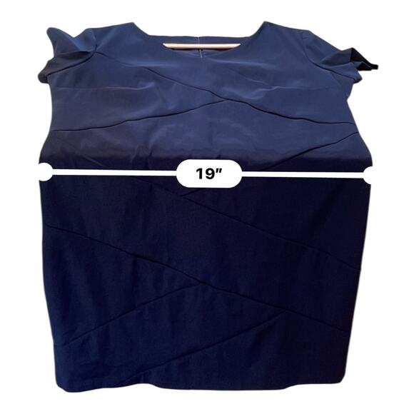 AB Studio Navy Blue Career Wear Short Sleeve Sheath Dress Size 16 Work Office - Picture 10 of 10
